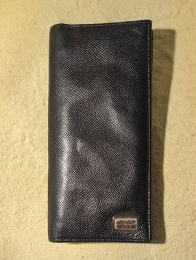 Dolce & Gabbana Black Pebbled Leather Long Wallet with Metal Logo Plate $55 WOW